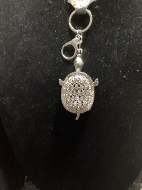 BaubleBar Silver Crystal Turtle Key Charm